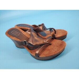 Womens Wedge Sandal Sz 8 Brown Thong Bohemain Causal Summer Shoe
